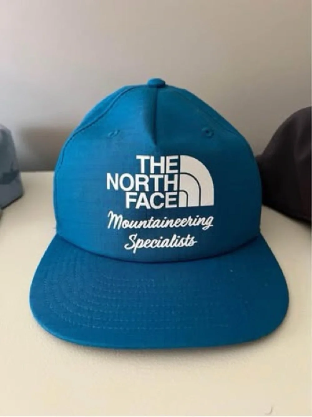 The North Face Teal Snapback Hat with White Logo